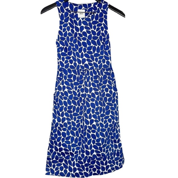 WHiT Print Open Back Midi Dress Blue White Size 2 - Picture 1 of 11